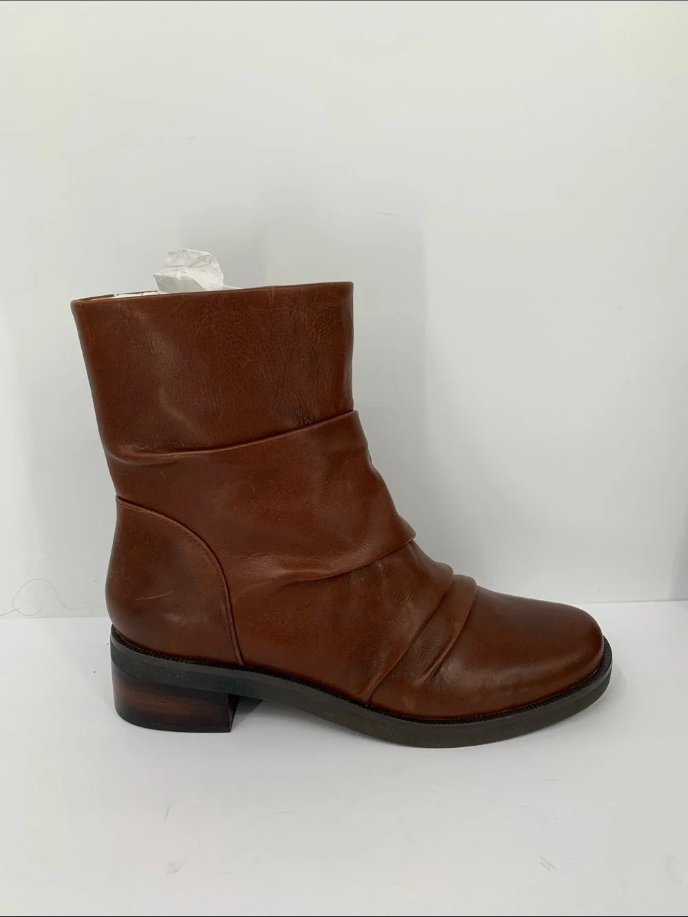 Abeo Traverse scrunch short boots ankle brown leather comfort zipper women 10